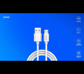 Kabel USB-A micro USB 3m 2A SAVIO CL-167 szybkie ładowanie