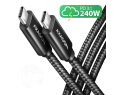 Kabel USB-C AXAGON BUCM2-CM15AB 1,5m 240W PD szybki i wytrzymały Kabel USB-C AXAGON BUCM2-CM15AB 1,5m 240W PD szybki i wytrzymały