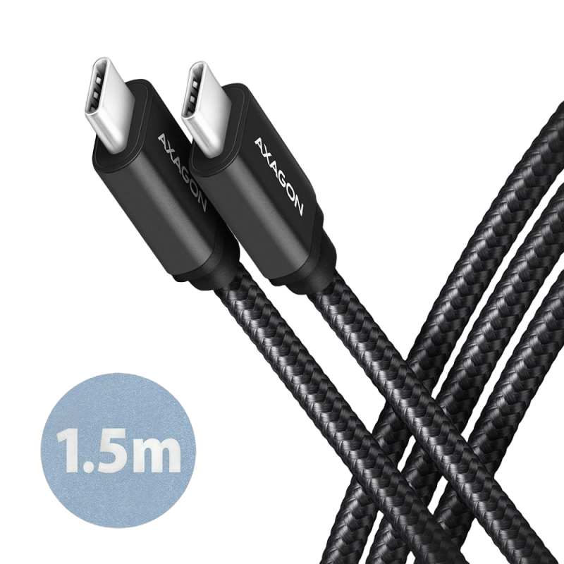 Kabel USB-C AXAGON BUCM3-CM15AB 1.5m PD 60W lekki szybki transfer danych Kabel USB-C AXAGON BUCM3-CM15AB 1.5m PD 60W lekki szybki transfer danych