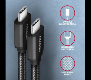 Kabel USB-C AXAGON BUCM3-CM15AB 1.5m PD 60W lekki szybki transfer danych