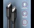 Kabel USB-C AXAGON BUCM3-CM15AB 1.5m PD 60W lekki szybki transfer danych Kabel USB-C AXAGON BUCM3-CM15AB 1.5m PD 60W lekki szybki transfer danych