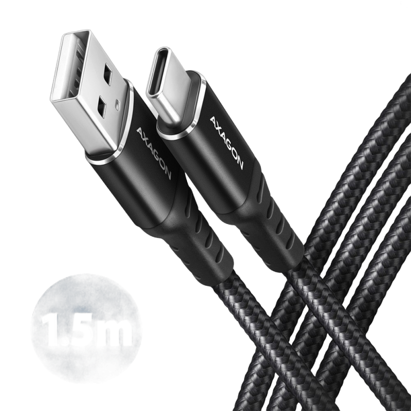 Kabel USB-C USB-A AXAGON BUCM-AM15AB premium 1,5m szybkie ładowanie Kabel USB-C USB-A AXAGON BUCM-AM15AB premium 1,5m szybkie ładowanie