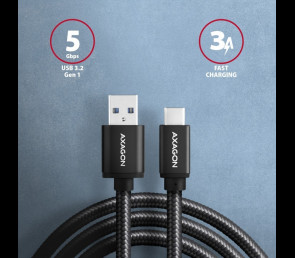 Kabel USB-C USB-A AXAGON BUCM3-AM20AB 2m 3A SuperSpeed czarny