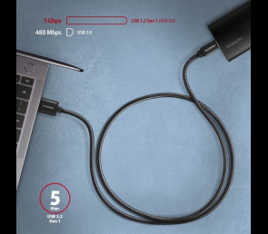 Kabel USB-C USB-A AXAGON BUCM3-AM20AB 2m 3A SuperSpeed czarny