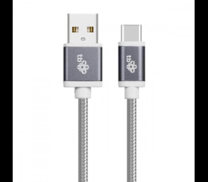 Kabel USB-USB C 1.5m szary premium do ładowania i komunikacji