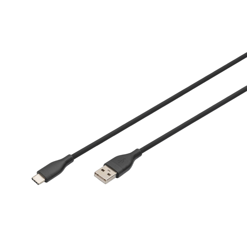 Kabel zasilający Digitus USB-A USB-C 1m 60W silikonowy czarny Kabel zasilający Digitus USB-A USB-C 1m 60W silikonowy czarny
