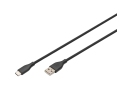 Kabel zasilający Digitus USB-A USB-C 1m 60W silikonowy czarny Kabel zasilający Digitus USB-A USB-C 1m 60W silikonowy czarny