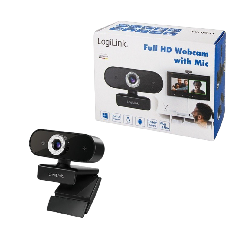 Kamera internetowa LogiLink Full HD z mikrofonem 1080p USB czarna Kamera internetowa LogiLink Full HD z mikrofonem 1080p USB czarna