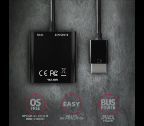 Adapter AXAGON RVH-VGAN aktywny HDMI do VGA Full HD z wyjściem audio