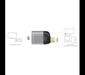 Adapter USB-C Mini DisplayPort 8K aluminiowy Ultra HD logilink
