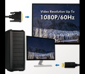Kabel DisplayPort 1.2 do DVI 5m czarny wideo z pozłacanymi złączami