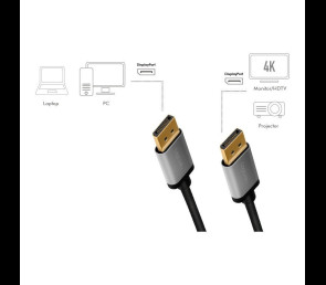 Kabel DisplayPort 4K/60 Hz LogiLink 3m aluminiowy do wideo