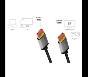 Kabel DisplayPort 8K 60Hz LogiLink aluminium 2m wideo