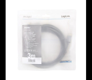 Kabel HDMI 4K LogiLink 3m aluminium czarny wysoka jakość