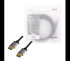 Kabel HDMI 4K LogiLink 3m aluminium czarny wysoka jakość