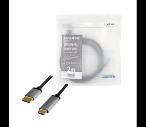 Kabel LogiLink DisplayPort do HDMI 4K 60Hz aluminiowy 2m