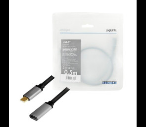Kabel USB-C M/F 4K 60Hz aluminiowy 0.5m do wideo