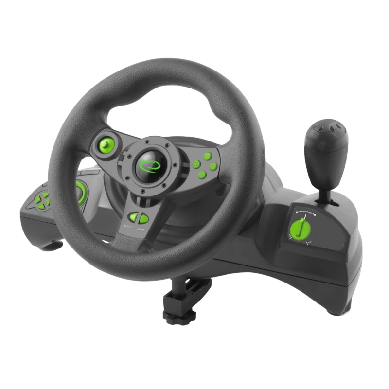 Kierownica Esperanza NITRO PS3 PC USB czarno-zielona z pedałami Kierownica Esperanza NITRO PS3 PC USB czarno-zielona z pedałami