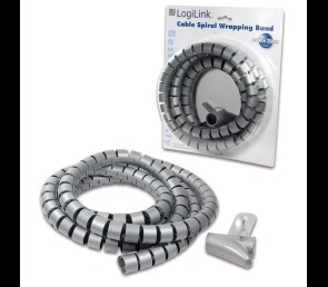 Opaska spiralna do kabli LogiLink 2,5m 25mm srebrna z narzędziem