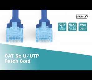 Digitus Patch cord U/UTP CAT 5e 1m niebieski kabel sieciowy LAN