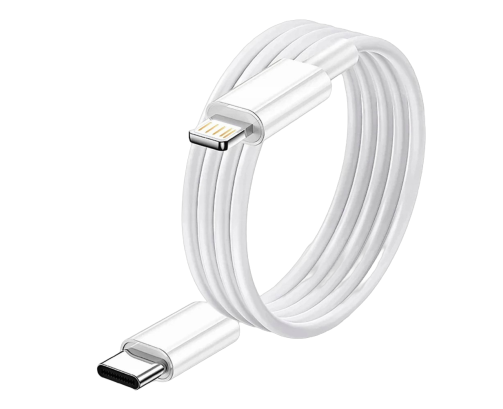 Kabel do ładowania iPhone iPad USB-C Lightning 1m transfer danych biały