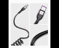 Kabel do ładowania smartfona tabletu USB USB-C czarny spiralny sprężynowy