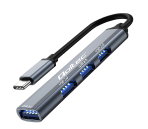 HUB adapter Qoltec USB-C 3.1 4w1 szybki z 3x USB 2.0 grafitowy