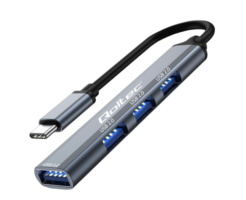 HUB adapter Qoltec USB-C 3.1 4w1 szybki z 3x USB 2.0 grafitowy