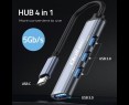 HUB adapter Qoltec USB-C 3.1 4w1 szybki z 3x USB 2.0 grafitowy HUB adapter Qoltec USB-C 3.1 4w1 szybki z 3x USB 2.0 grafitowy
