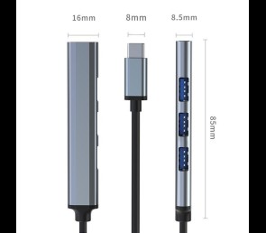 HUB adapter Qoltec USB-C 3.1 4w1 szybki z 3x USB 2.0 grafitowy