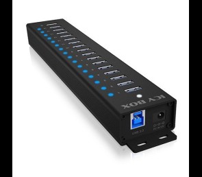Hub IcyBox IB-HUB1717 17 portowy USB 3.2 Gen 1 z zasilaczem 96W