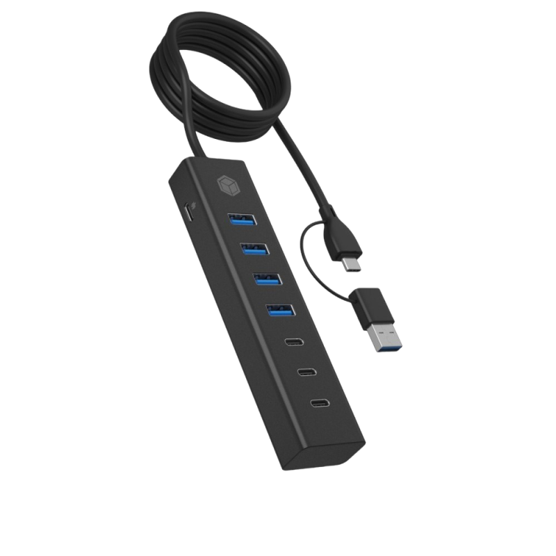 IcyBox Hub IB-HUB1737-C3 7-Port USB 3.2 Gen 1 z Type-C i Type-A IcyBox Hub IB-HUB1737-C3 7-Port USB 3.2 Gen 1 z Type-C i Type-A