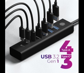 IcyBox Hub IB-HUB1737-C3 7-Port USB 3.2 Gen 1 z Type-C i Type-A