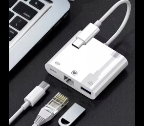 Kabel adapter przejściówka USB-C - RJ-45 LAN USB USB-C do smartfona laptopa