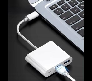 Kabel adapter przejściówka USB-C - RJ-45 LAN USB USB-C do smartfona laptopa