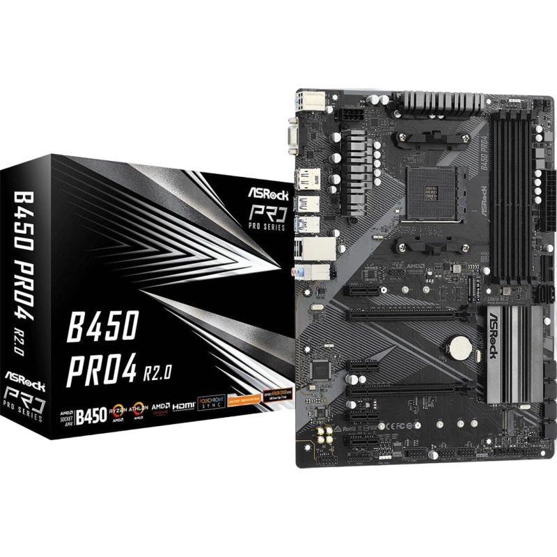 Płyta główna ASRock B450 PRO4 R2.0 AM4 4DDR4 ATX z RGB i USB3.2 Płyta główna ASRock B450 PRO4 R2.0 AM4 4DDR4 ATX z RGB i USB3.2