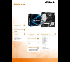 Płyta główna ASRock B550M Pro4 AM4 mATX z HDMI DDR4 4733+