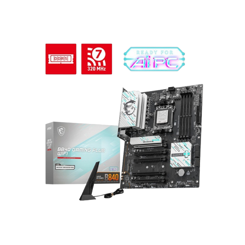 Płyta główna MSI B840 GAMING PLUS WIFI ATX DDR5 AM5 z Wi-Fi 7 Płyta główna MSI B840 GAMING PLUS WIFI ATX DDR5 AM5 z Wi-Fi 7