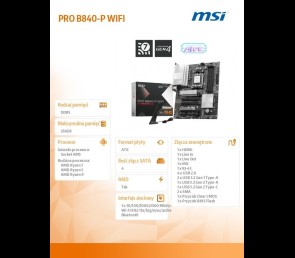 Płyta główna MSI PRO B840-P WIFI AM5 ATX z Wi-Fi 7 i DDR5