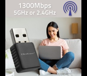 Adapter WiFi Qoltec Mini 1300Mbps USB 3.0 szybki bezprzewodowy