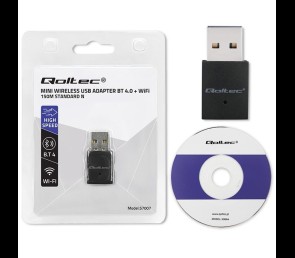 Qoltec Mini Adapter Wi-Fi BT 4 USB 150Mbps kompaktowy 2w1