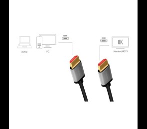 Kabel HDMI 2.1 LogiLink 8K 60Hz aluminiowy 2m wideo