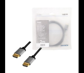 LogiLink Kabel HDMI 4K 60Hz srebrny aluminiowy 2m pozłacany do wideo