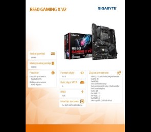 Płyta główna Gigabyte B550 GAMING X V2 AM4 4DDR4 ATX z HDMI/DVI