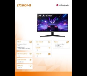 Monitor LG 27GS60F-B 27 cali FHD IPS 180Hz 1ms UltraGear gamingowy