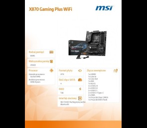 MSI X870 GAMING PLUS WIFI A M5 ATX płyta główna z DDR5 i Wi-Fi 7