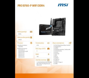 Płyta główna MSI PRO B760-P WIFI DDR4 ATX 4xDDR4 HDMI