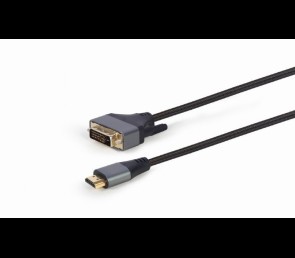 Kabel HDMI do DVI 1.8m pozłacane końcówki nylonowy oplot