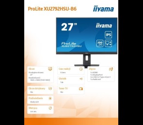 Monitor IIYAMA ProLite XUB2792HSU-B6 27 cali IPS 100Hz z HDMI i USB 3.2