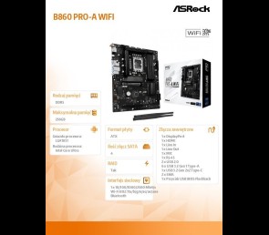 Płyta główna ASRock B860 PRO-A WIFI ATX DDR5 4x sloty WiFi 6E